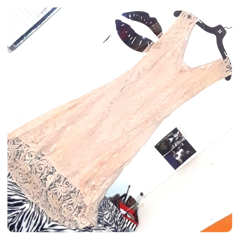 High low cream colored lace crochet  dress